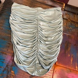 Express Sexy Sage Ruched Satin Pencil Skirt